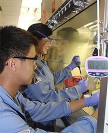 Ken Choi and Sarah Matthews in the Miller Conrad lab